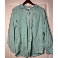 Uncommon Threads J. Jill Women's Medium Gingham Embroidered Button Down