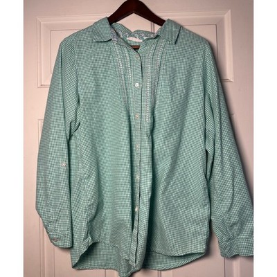 Uncommon Threads J. Jill Women's Medium Gingham Embroidered Button Down