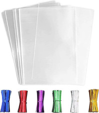 Clear Cellophane Treat Bags 100pcs 7 X 12 In Clear Cellophane Bags with 6 Mix Co