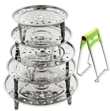 5 Sizes Stainless Steel Food Canner Rack Pressure Cooker Steamer Rack with De...