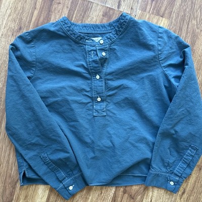 Madewell Women s Teal Solid Woven Button Henley Blouse Long Sleeve Size M