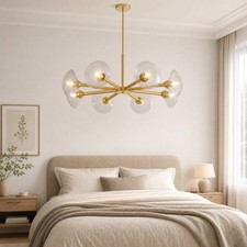 36 inch Living Room Modern Gold Sputnik LED Pendant Chandelier 8 Light Fixture