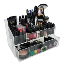 NEW! OnDisplay GRACIE DELUXE MAKEUP/JEWELRY ORGANIZER-ACRYLIC GEODE KNOB STORAGE