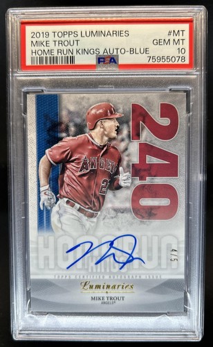 2019 Topps Luminaries Mike Trout Home Run Kings Auto Blue #/5 PSA 10 GEM MINT