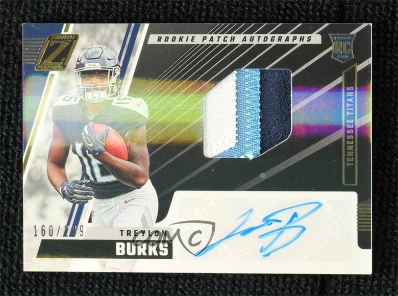 2022 Panini Zenith 160/299 Treylon Burks #212 RPA Rookie Patch Auto RC