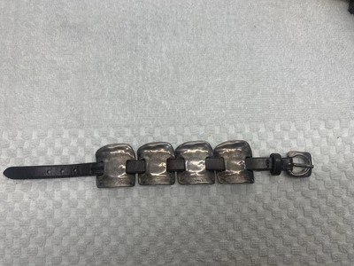 Uno de 50 Bracelet Jewelry Leather Band Weave Links Chunky Style 