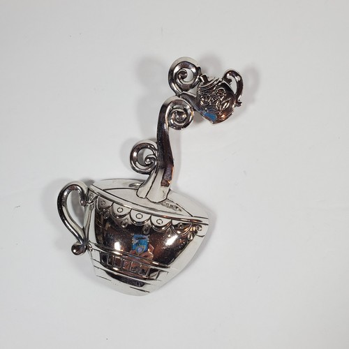 Ganz Teacup Shaped Tea Bag Rest Spoon Rest Stainless Steel - Picture 4 of 4