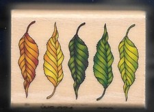 LEAF BORDER TWIRL FALL AUTUMN Design CRI NEW wood mount RUBBER STAMP