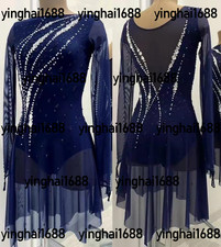 New figure skating dress Y0245--Navy blue