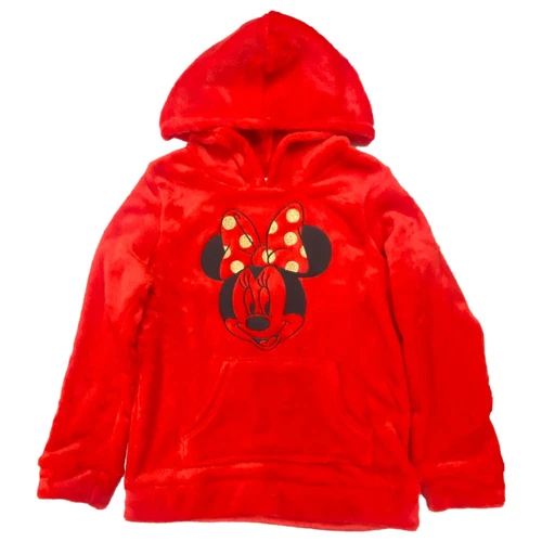 VALENTINO Disney Minnie Mo Girls Warm Soft Red Fuzzy Sweatshirt Hoodie Faux Fur 6