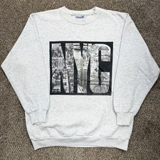 Vintage New York City NYC Gray Pullover Men's Size Large Crewneck Sweatshirt 90s