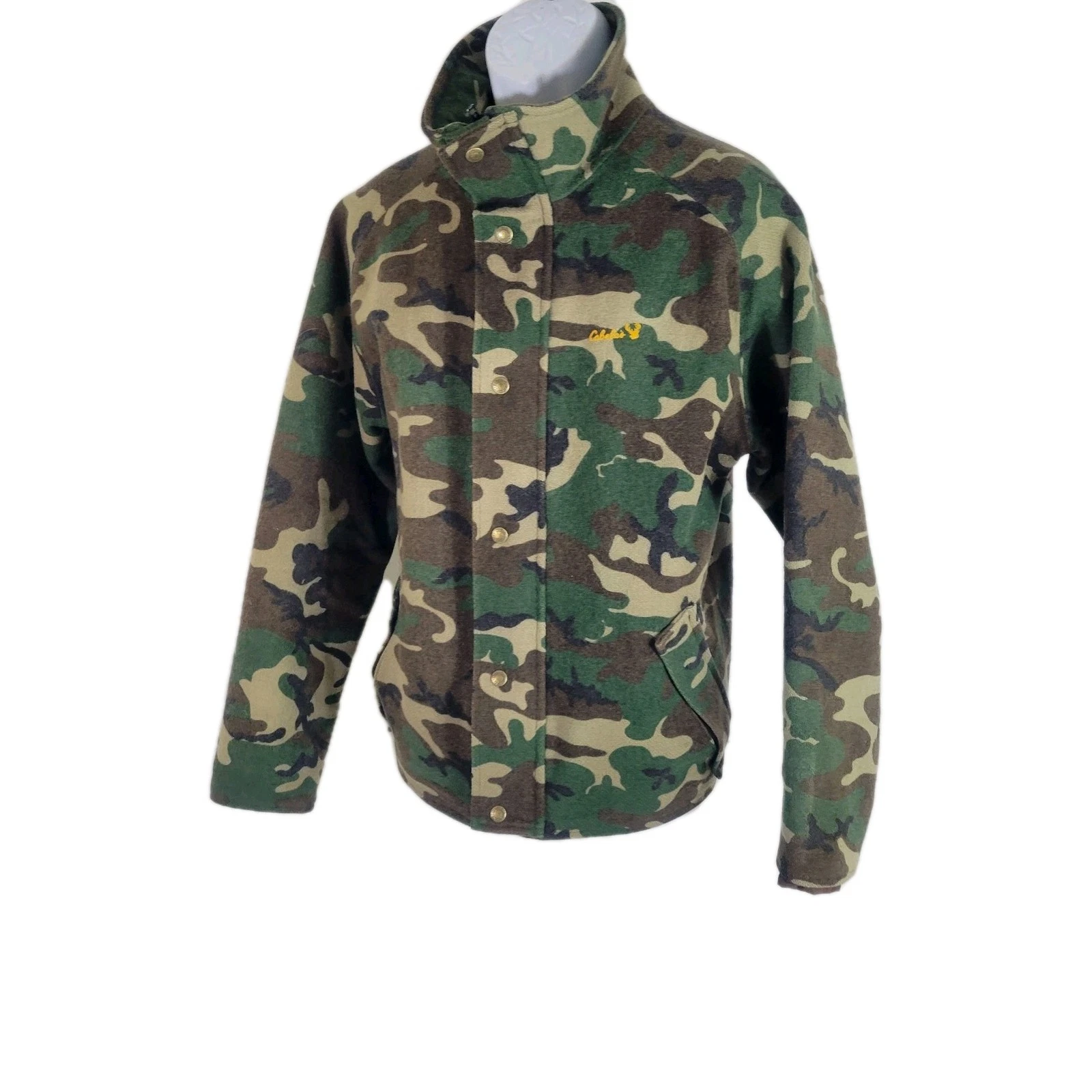 Cabelas Mens Large Wool GORETEX Frog Woodland Camo Field Jacket Vintage USA C4