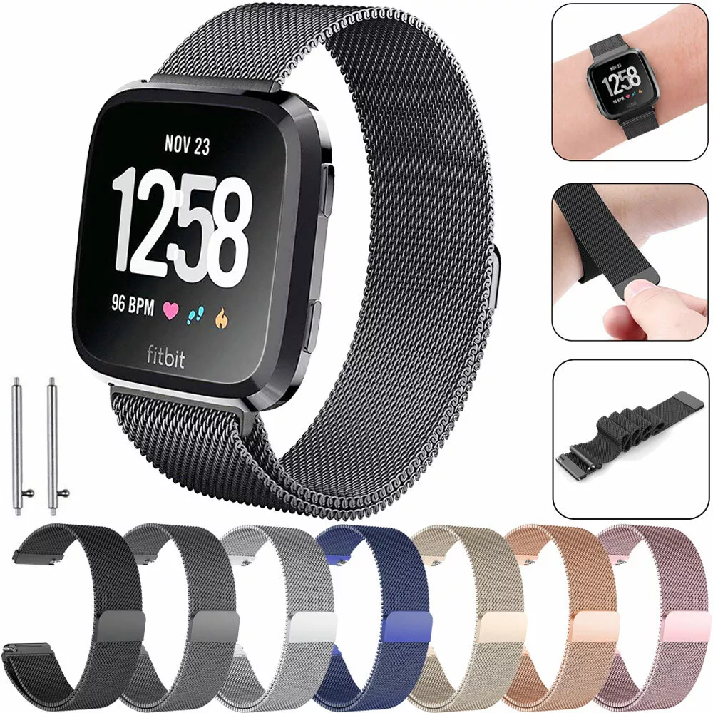 For Fitbit Versa Lite Versa 2 Steel Metal Loop Watch Band Loop