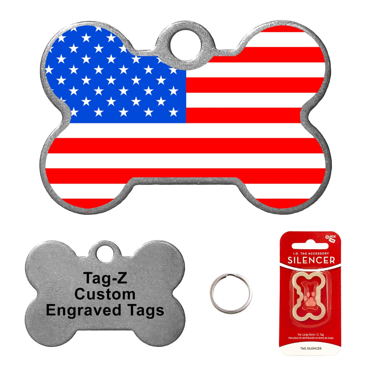 Small Bone Dog Tag Red by Quick-Tag