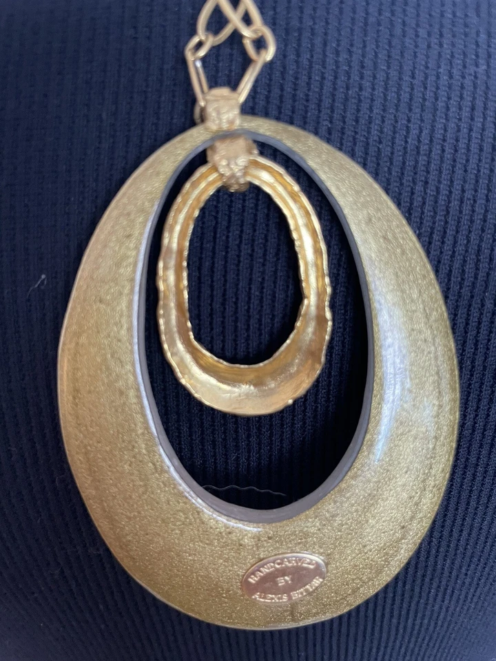 Auténtico Collar Alexis Bittar Grande Neón Oro Amarillo Lucita/Órbita Dorada Foto 4 de 4