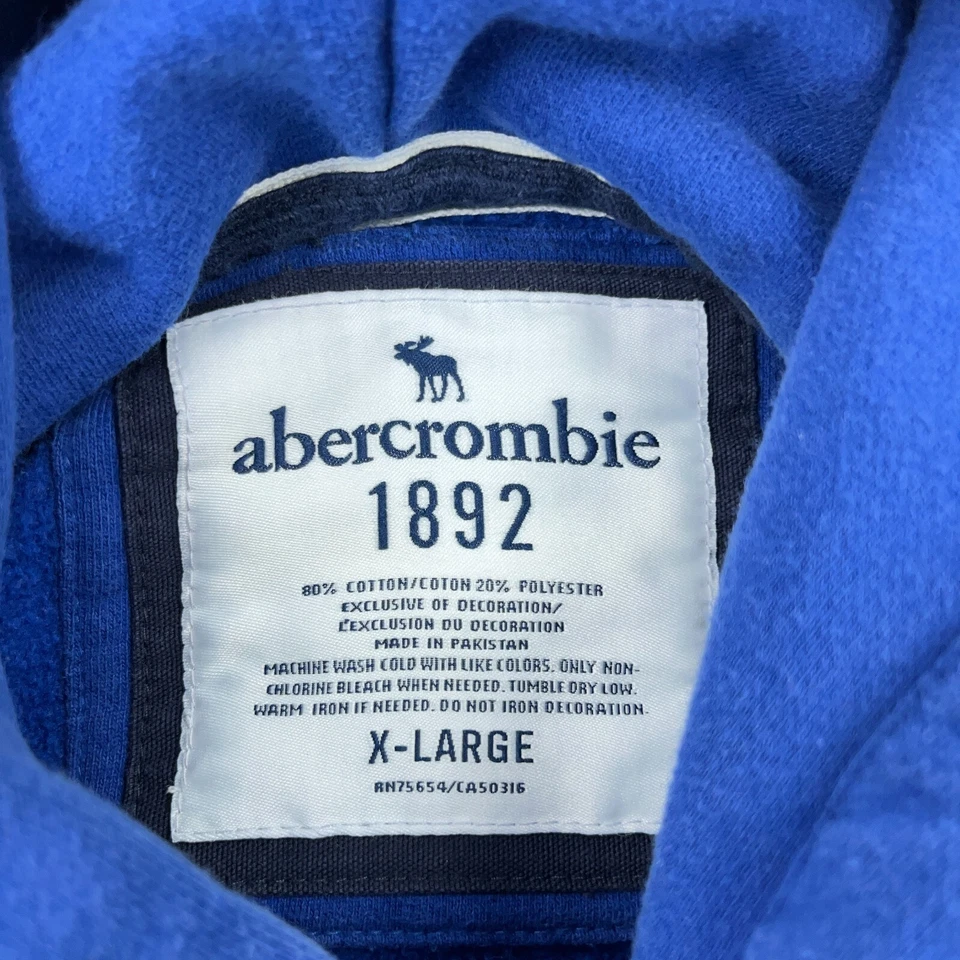 Abercrombie & Fitch Hoodie Boys XL Blue Sweatshirt Sweater Hockey VTG Y2K Youth - Image 3 of 4