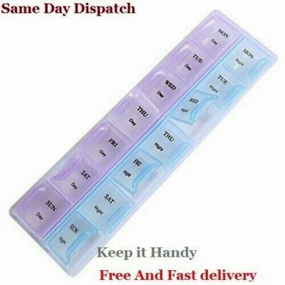 PILLBOX Tag Nacht 7 Tage Pillendose Medizin Tablette Spender Organizer wöchentliche Aufbewahrungsbox