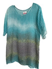 JOHNNY Was Women's Teal Blue 100% Silk Blouse Top Size Small Excellent PreOwned