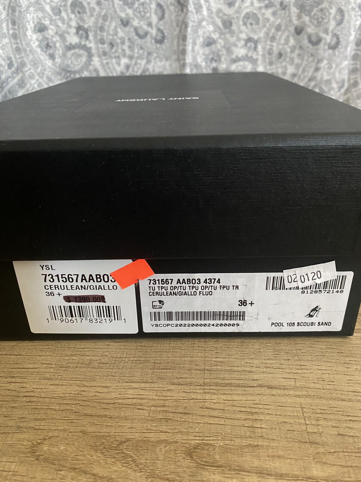 Sandalo YSL Saint Laurent Gippy multicolore cinturino in pelle verniciata 36 5