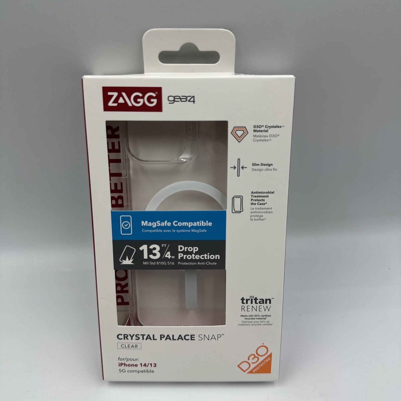 ZAGG Gear4 Brooklyn Snap Custodia Per IPhone 14 Pro - Pelle Vegana Con Protezione D3O, Antiurto 4 Metri, Compatibile MagSafe, Nero