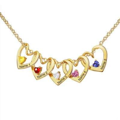 Custom 1-8 Multiple Name Birthstone Necklace Zirconia Engraved Jewelry Charm