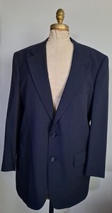BURBERRY MENS SZ 44R WOOL NAVY BLUE  CHECKERED  SAKS FIFTH AVENUE BLAZER JACKET