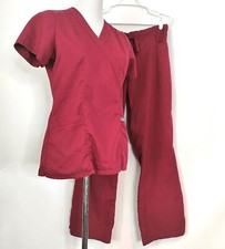 Greys Anatomy Womens Reddish Pink Top Pants Medical Scrub Set Sizes XS/M