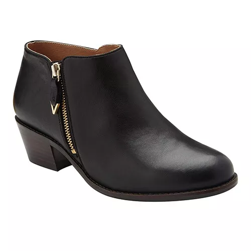 VIONIC Joy Jolene Leather Low Ankle Boot Comfort Wide Fit Black