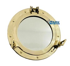 Vintage Style Decorative Round Brass Porthole Wall Mirrors for 17 Inch Wall Hang