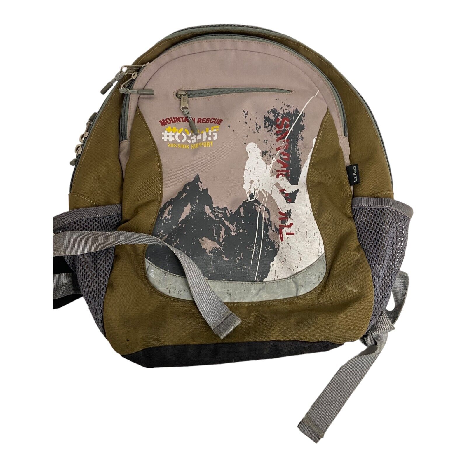 🥝 L.L. Bean Mens Backpack Olive Green Beige Mountain Rescue Adjustable  Straps