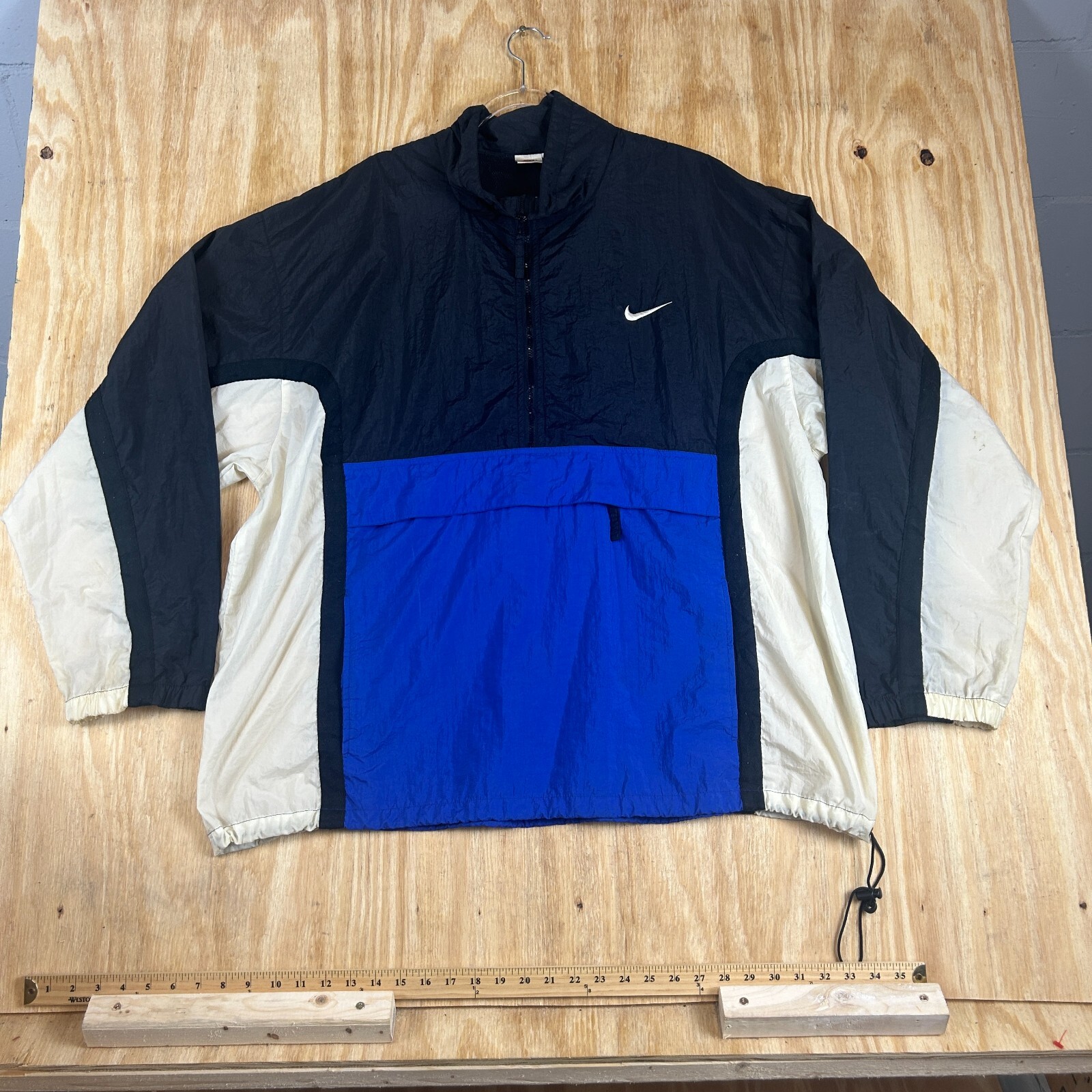 Vintage Nike Tri-Color Embroidered Logo Windbreaker Pullover Men's Size 2XL 90's