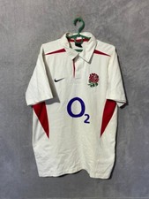 England Team Vintage Jersey Rugby Shirt White Nike Polyester Mens Size L