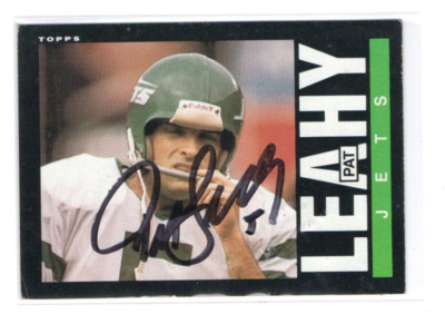 PAT LEAHY NEW YORK JETS 1985 TOPPS WRINKLED IP/TTM AUTOGRAPH AUTO