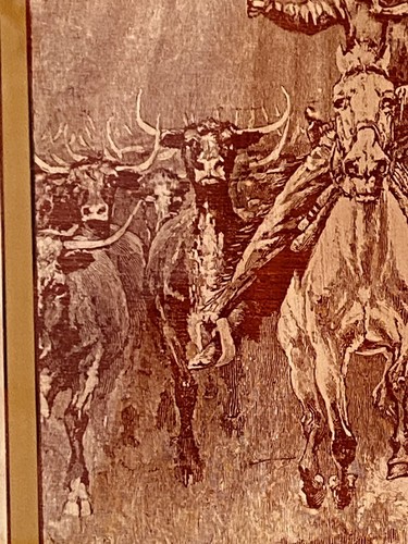 Vtg Lucid Lines Frederick Remington Old West Western Photo Art Glass 1974 Framed - Picture 4 of 24