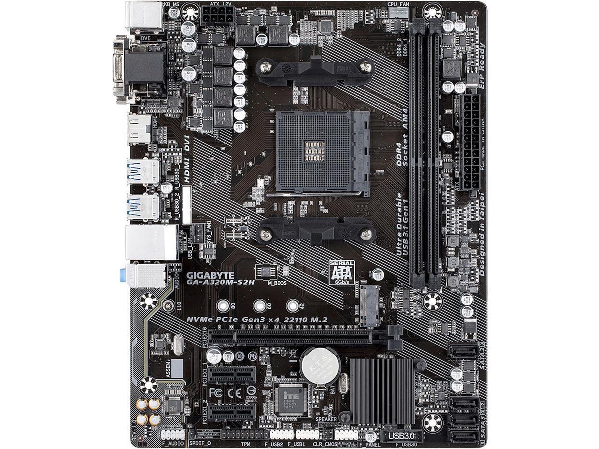 GIGABYTE GA-A320M-S2H AM4 AMD A320 SATA 6Gb/s HDMI Micro ATX AMD