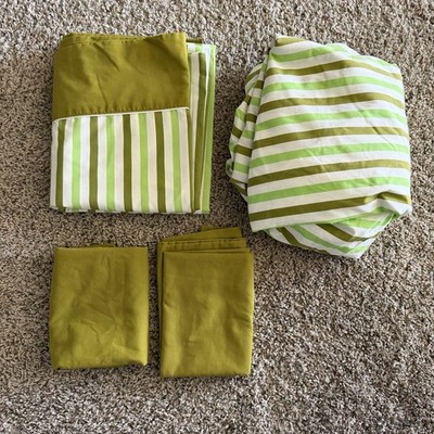 Vintage Penn Prest Fashion Manor Muslin Double Bed Fitted & Flat Sheet Set Green