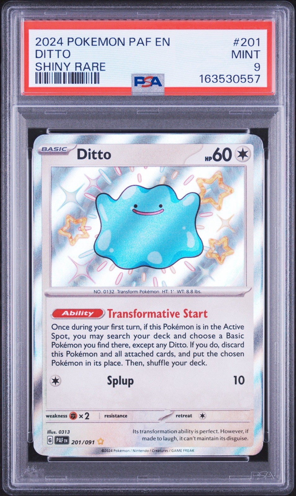 Pokemon Ditto 201/091 SV: Paldean Fates Holo PSA 9