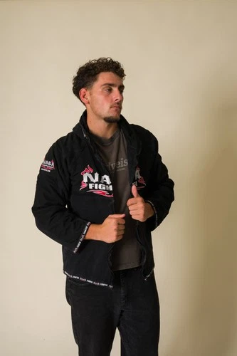 NAGA Fighter Black Flame Logo Zip Grappling Hoodie Jacket Unisex - product listing photo