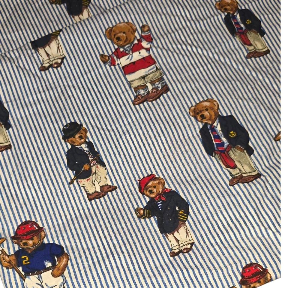 De colección Ralph Lauren Polo Bear 1 Panel Cortina 40x88 Rayas Azules Cortinas Individuales Foto 3 de 4