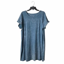 Grace Lace Dress Women's Size L Blue Mineral Washed T-Shirt Short Sleeve Dress