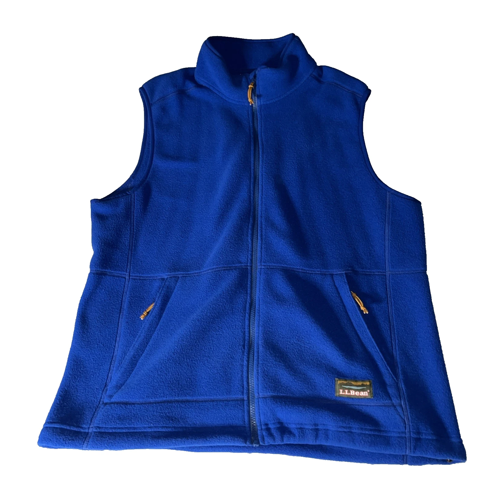 L L Bean Vintage Men's Large Regular Blue Full Zip Fleece Vest Outdoor Hiking