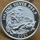✨ .999 Fine Silver Bullion Round 1 oz 2021 Britannia 2 Pounds St. George Dragon