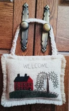 Primitive Saltbox Wool Appliqué Pattern Door Hanger by Julie Ploehn-Vigna