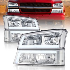 Clear Lens Led Drl Headlights Bumper Lamps Fit For 2003-07 Silverado Avalanche