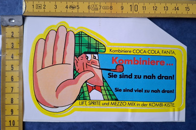 Aufkleber ''Coca-Cola - FANTA - LIFT - SPRITE - MEZZO MIX'', 80er Jahre