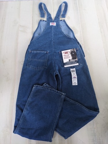 Round House Blue Denim Premium Bib Overalls Kids Size 14 Workwear Chores NWT - Picture 8 of 11