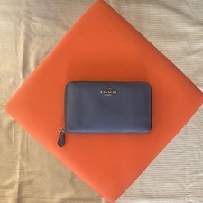 Coach Zip-Around Wallet Blue Card Compartments Zip Coin pocket, Cap Stash