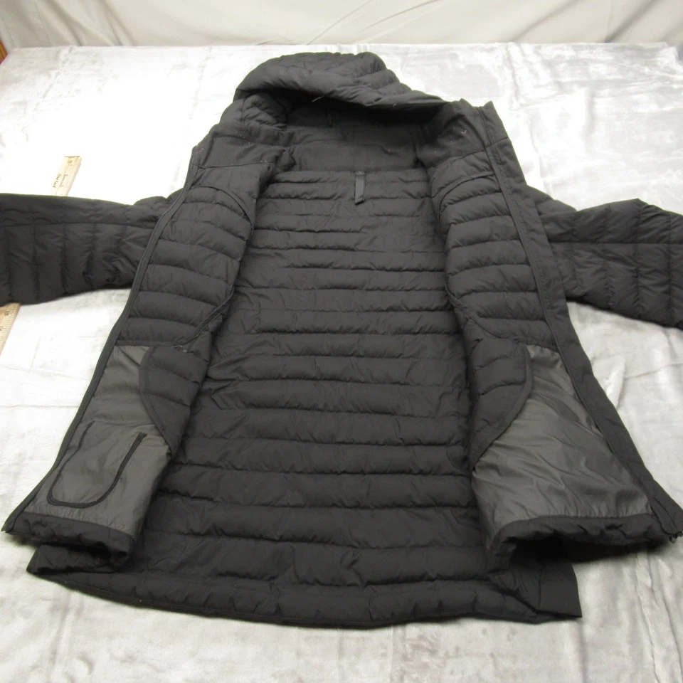 Chaqueta de plumón Lululemon Pack it para mujer 10 negra capucha acolchada 700 relleno aislante cálida Foto 4 de 4