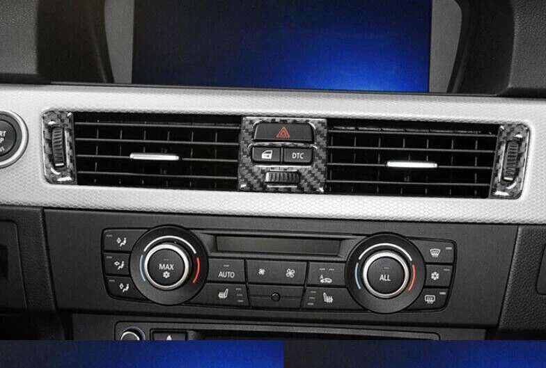 Cubierta de ventilación de salida de aire 2008-2013 para consola central BMW M3 E90 fibra de carbono real Foto 3 de 4