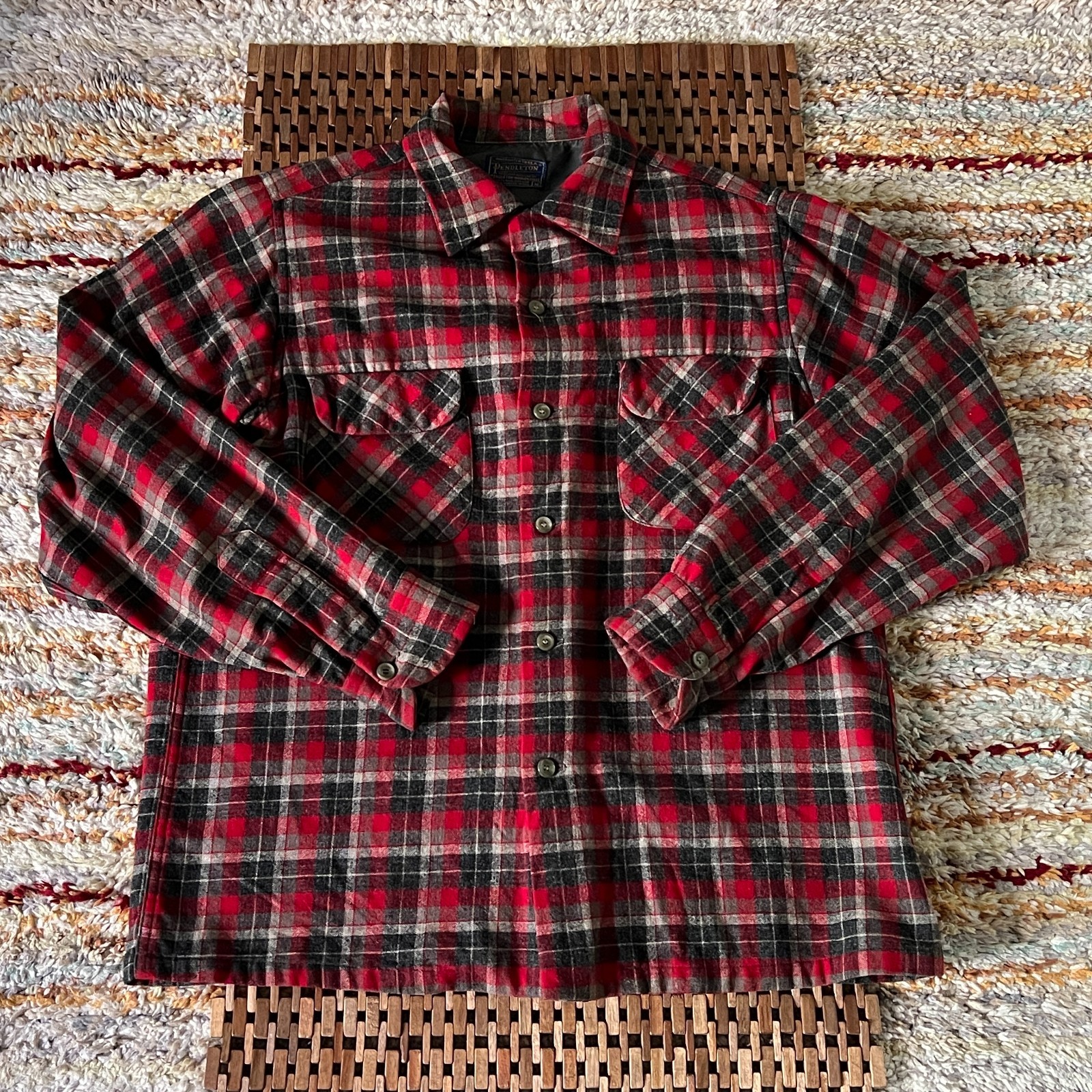 Pendleton Board Shirt Wool Button Down Red Tartan… - image 1